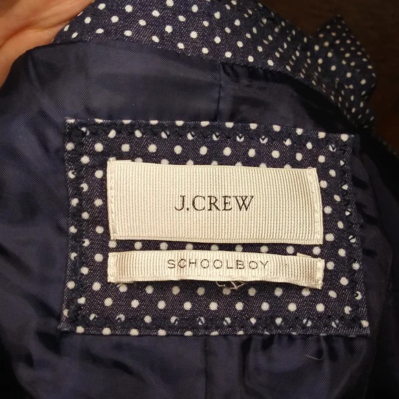 J. Crew Indigo Denim & White Polka Dot Schoolboy Blazer, Style# 40203 - Picture 12 of 16
